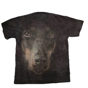 Vintage Doberman Graphic T-Shirt Size medium Black Tie Dye tee The Mountain